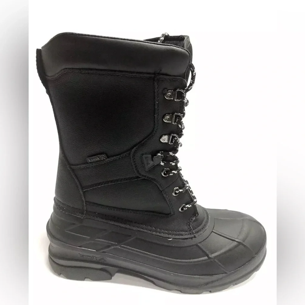 Kamik Men’s Nationpro, Black Waterproof Winter Boots, Size 9M